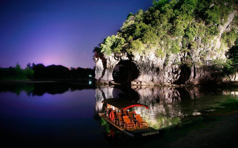 Elephant trunk hill night view Guilin